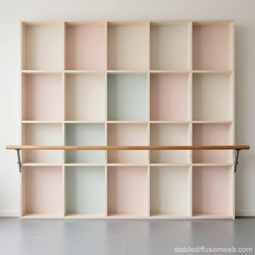 Minimalist Empty Shelving Unit with Pastel Accents