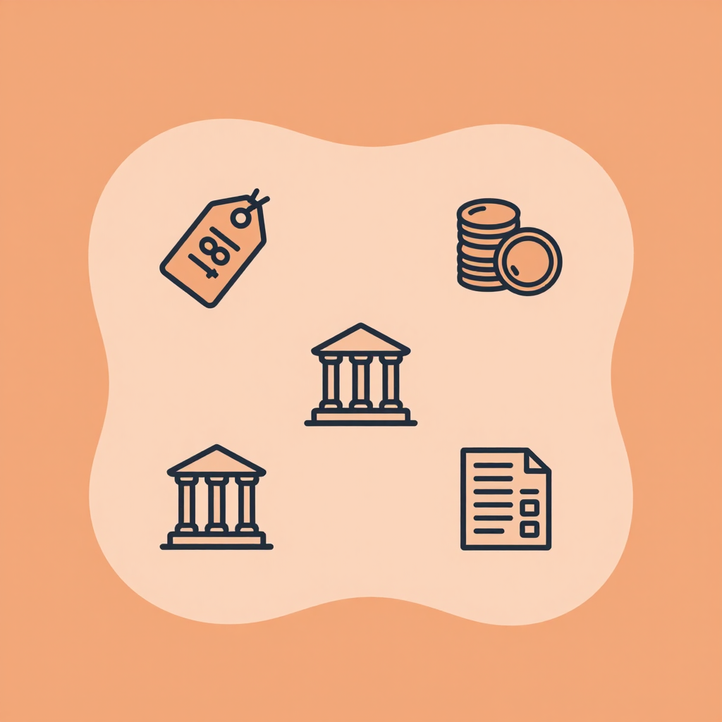 Minimalist Financial and Legal Icons on Peach Background
