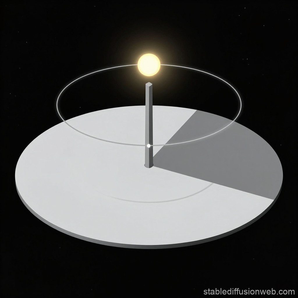 Minimalist Floating Disk World with Orbiting Light Source
