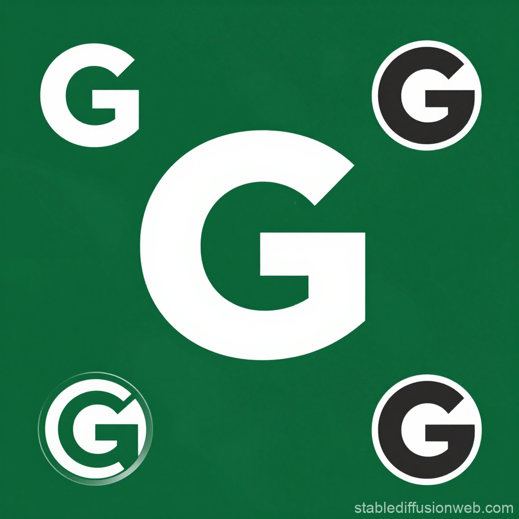 Minimalist G Letter Logo Variations on Green Background