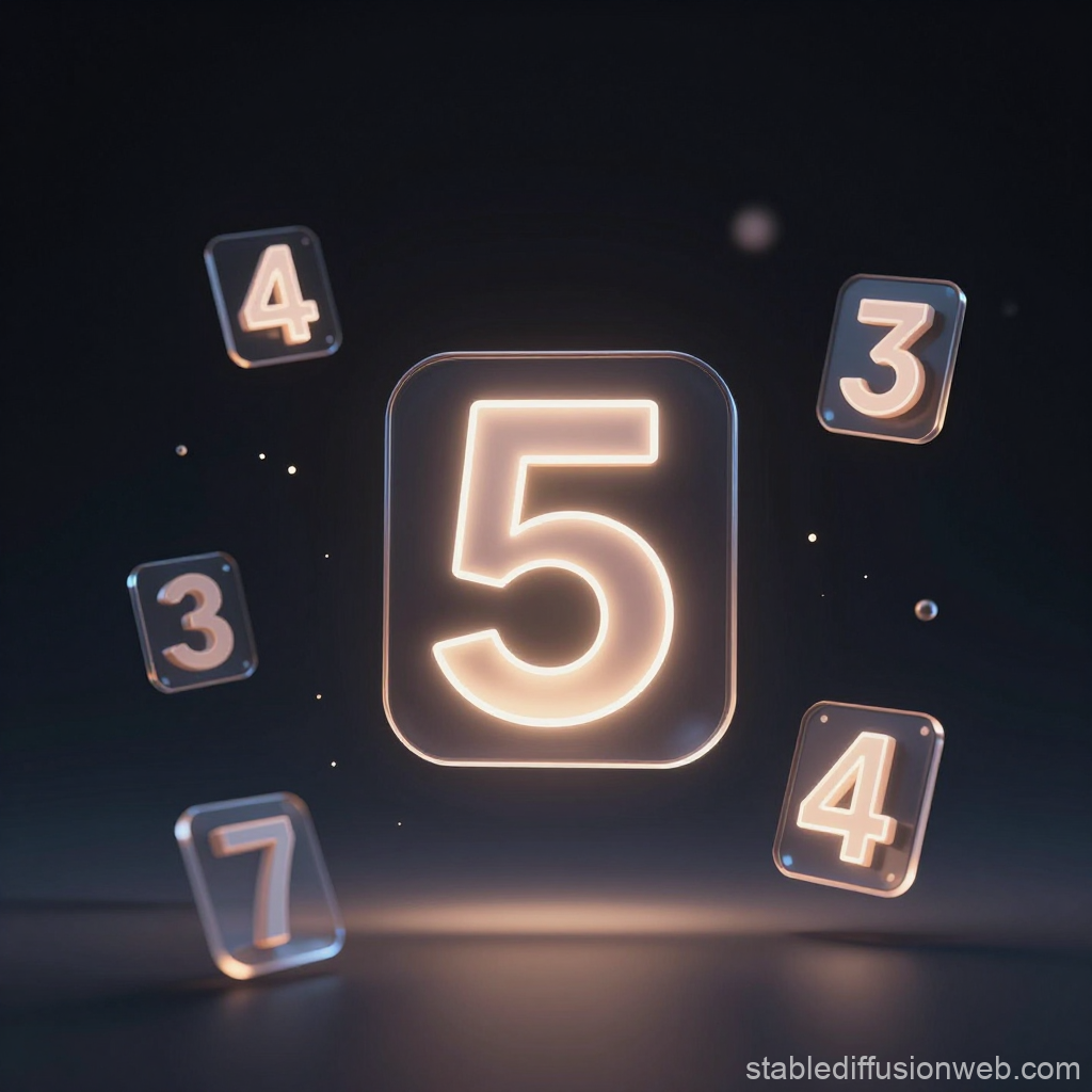 Minimalist Glowing Number Blocks Floating in Dark Space
