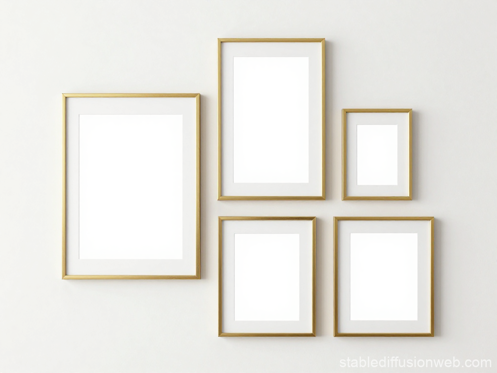 Minimalist Gold Picture Frames on White Wall