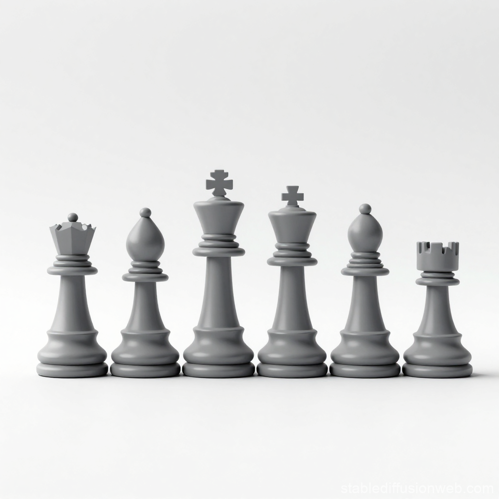 Minimalist Gray Chess Pieces Set