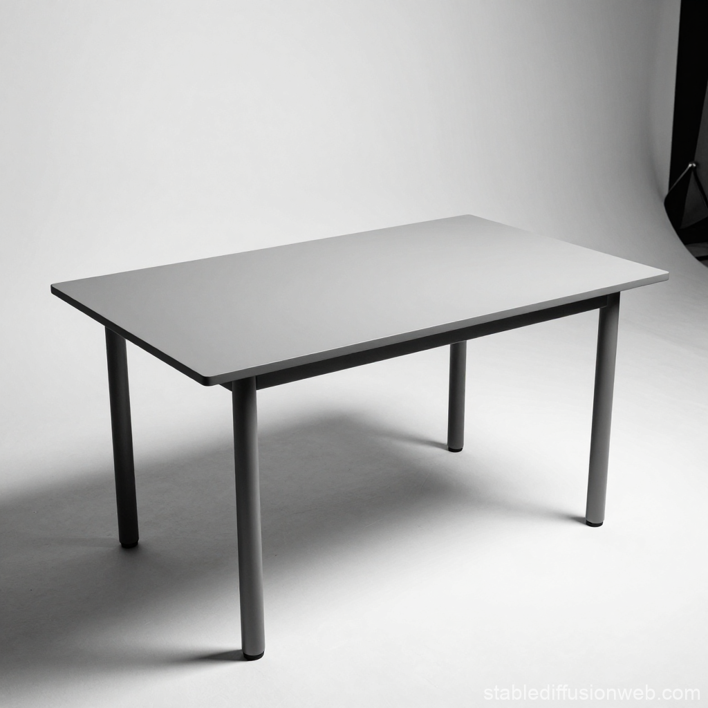 Minimalist Gray Table on White Background