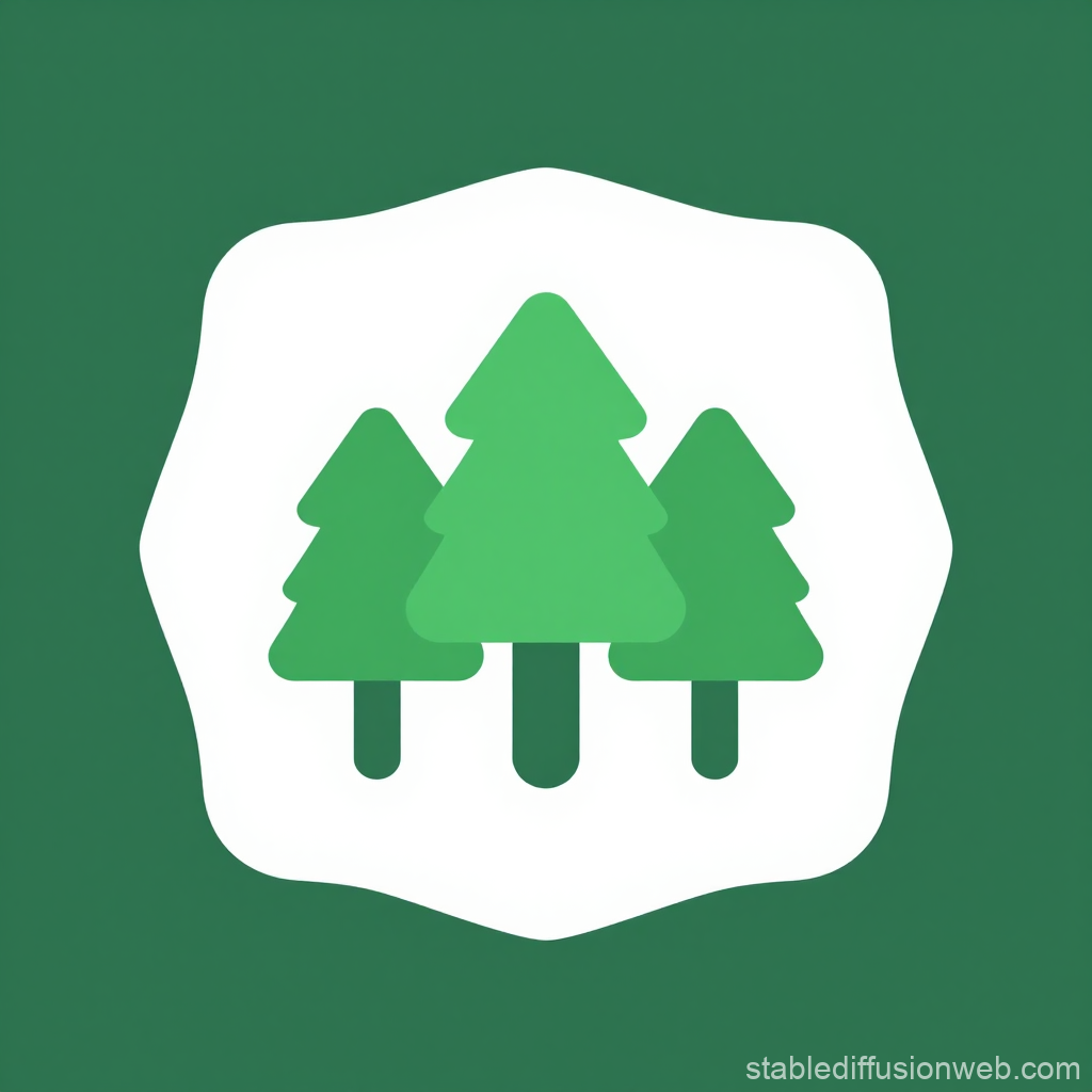 Minimalist Green Pine Trees Icon