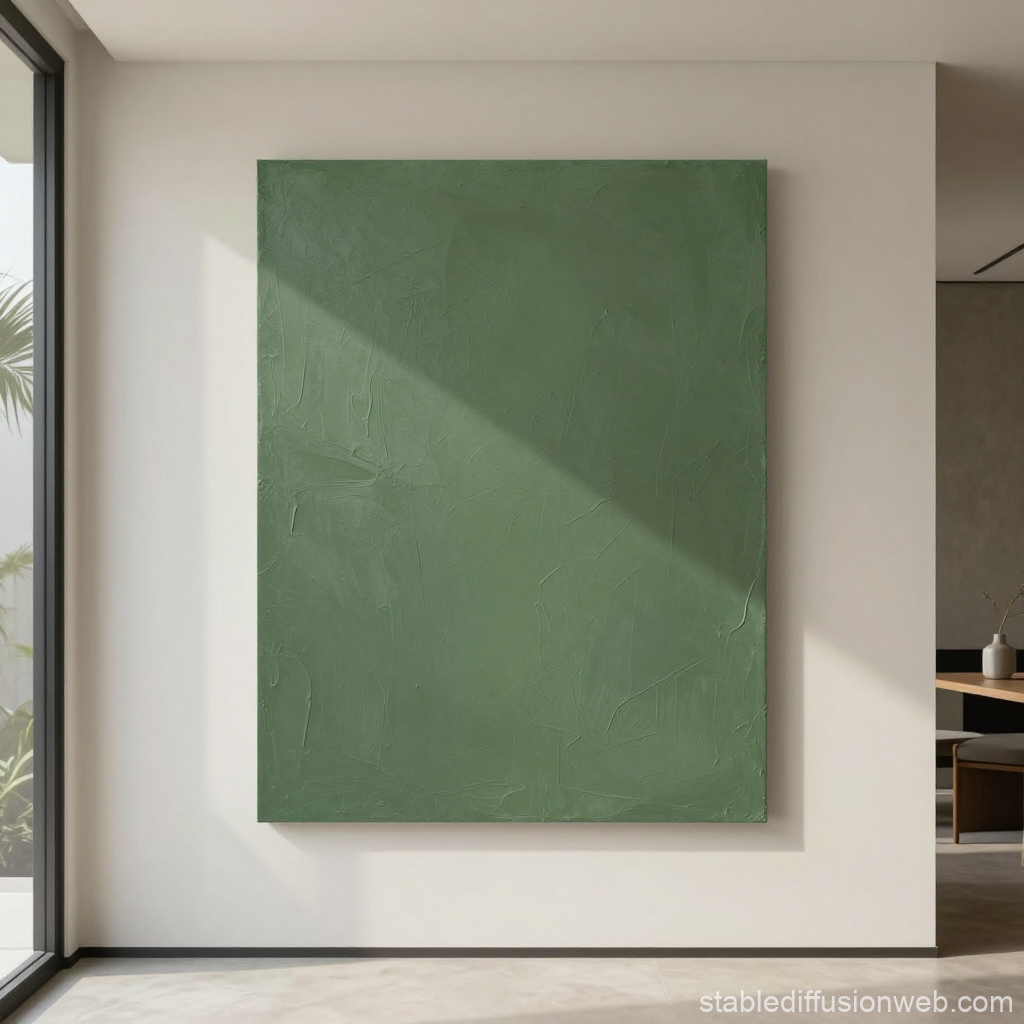 Minimalist Green Textured Wall Art in Modern Interior