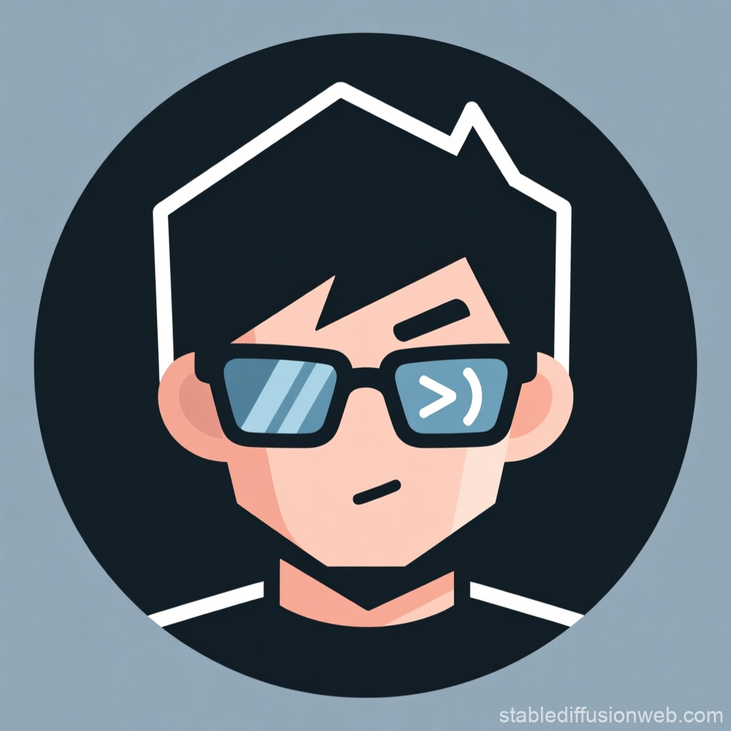 Minimalist Hacker Avatar with Code Symbol Glasses
