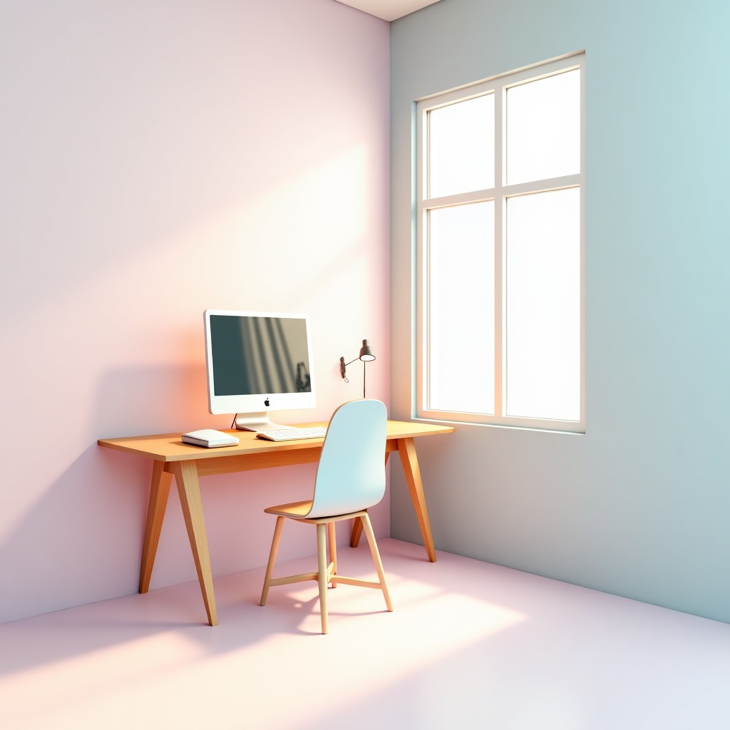 Minimalist Home Office Setup with Natural Light