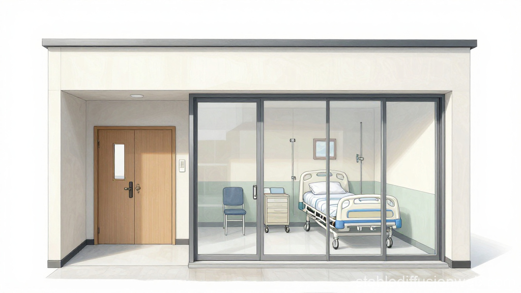 Minimalist Hospital Room with Glass Entrance