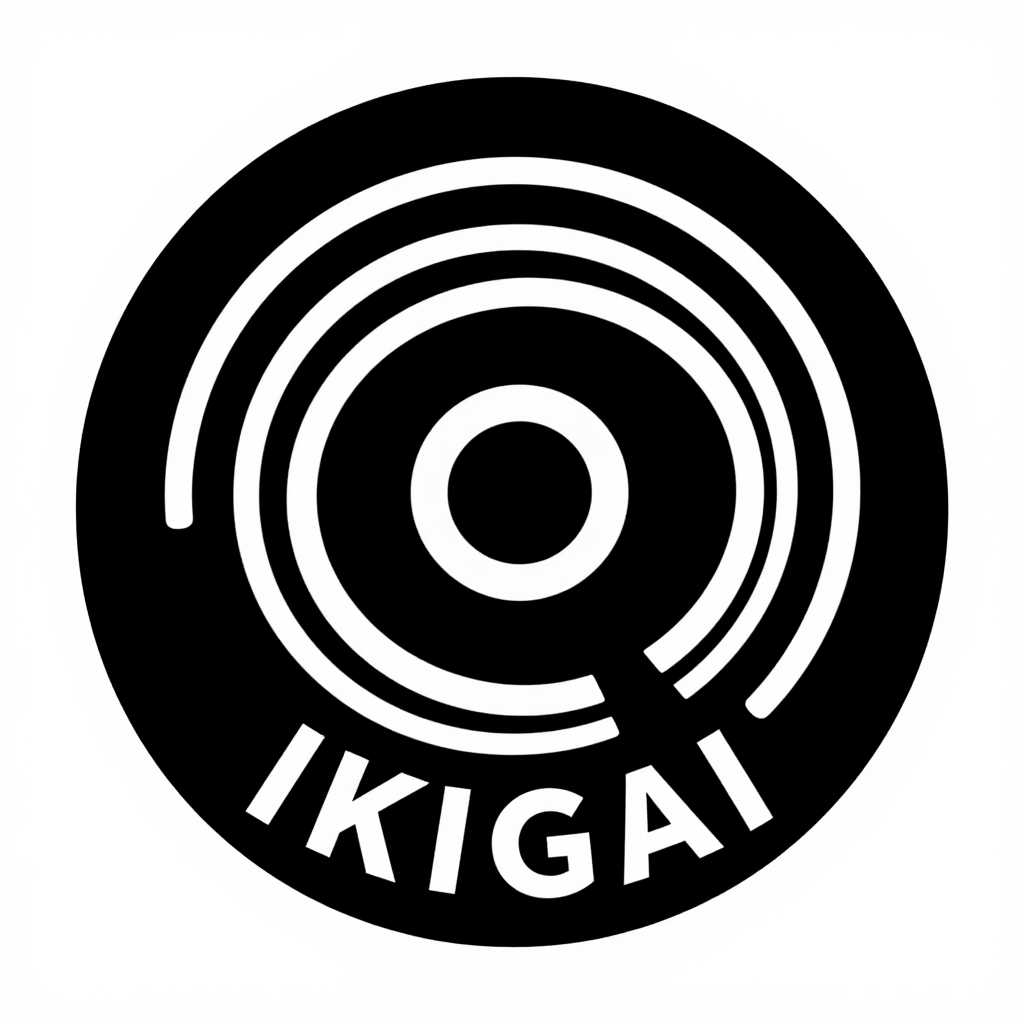 Minimalist Ikigai Logo in Black and White