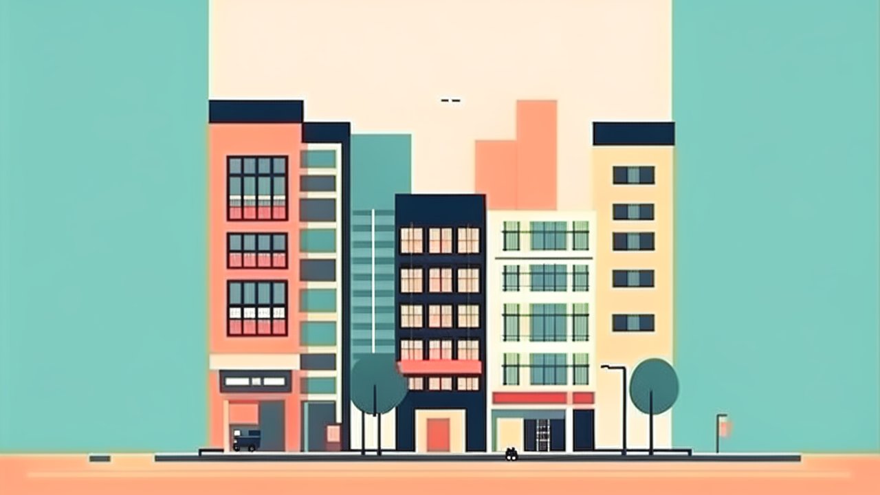 Minimalist Illustration of Modern City Street
