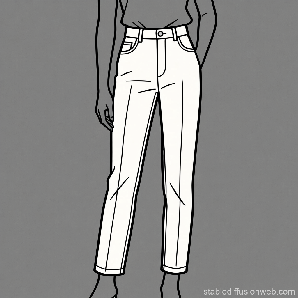 Minimalist Illustration of Straight Silhouette Pants