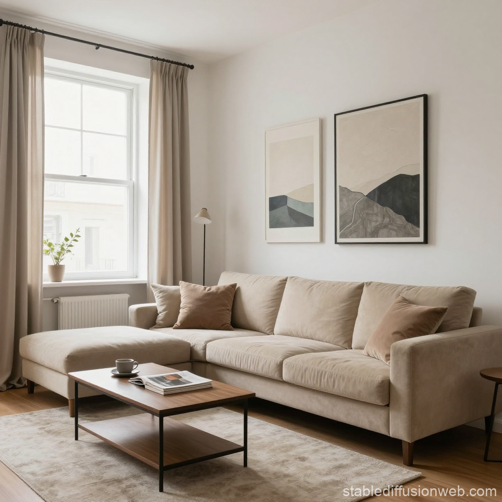 Minimalist Industrial Living Room with Neutral Tones