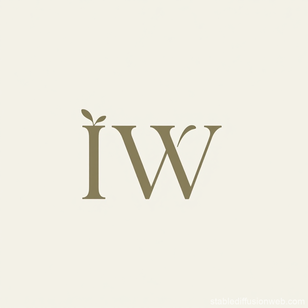 Minimalist IW Monogram Logo with Leaf Accents