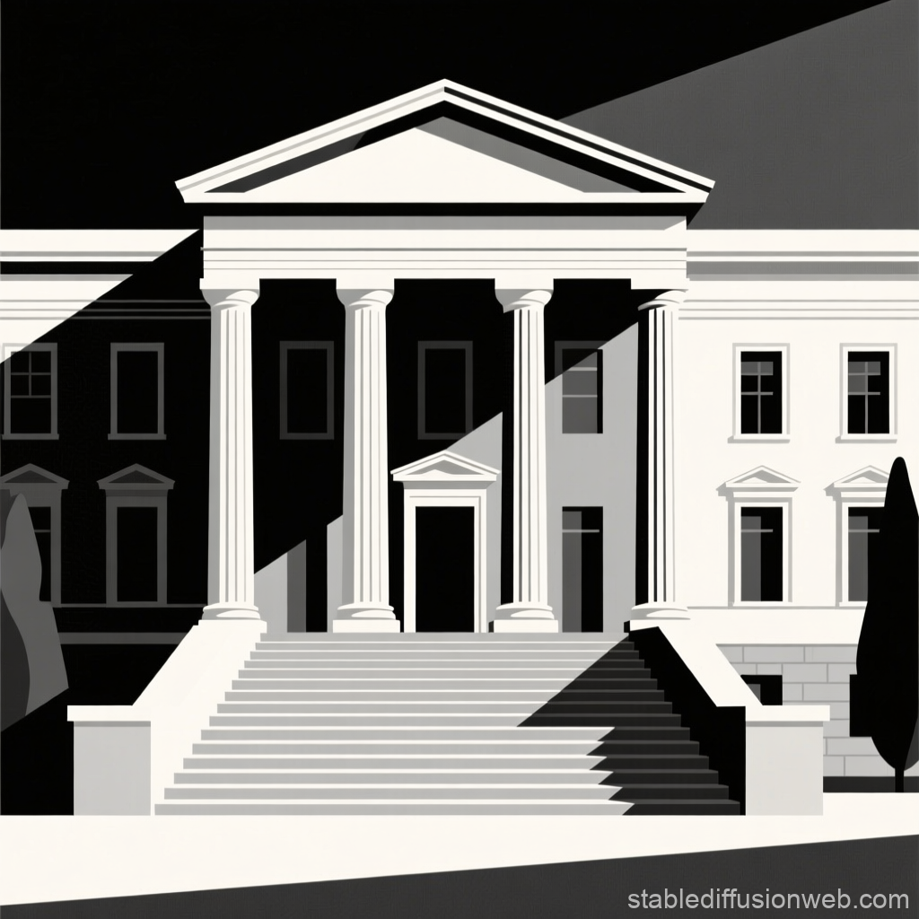 Minimalist Justice Palace with Classical Columns