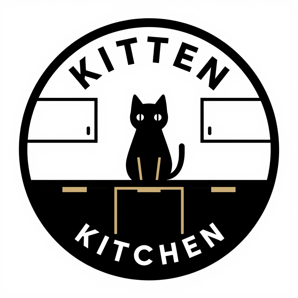 Minimalist Kitten Kitchen Logo Design