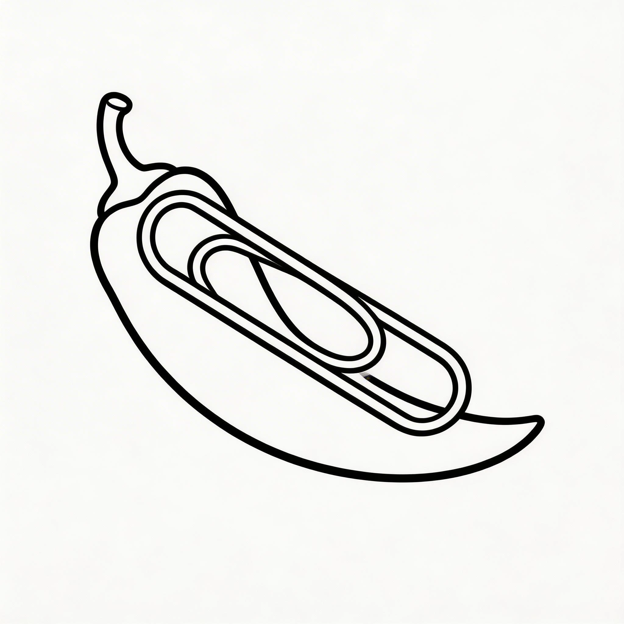 Minimalist Line Art of Chili Pepper with Paperclip