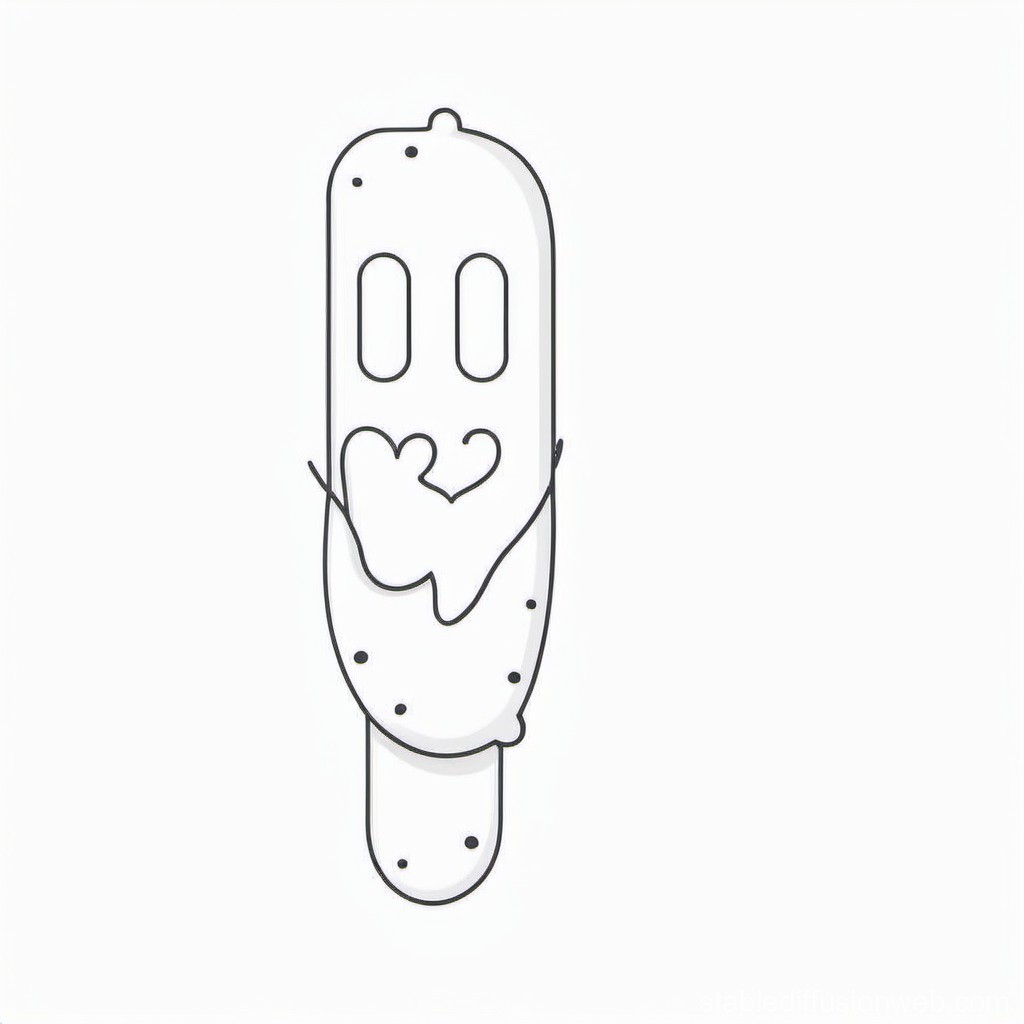 Minimalist Line Art Popsicle Character