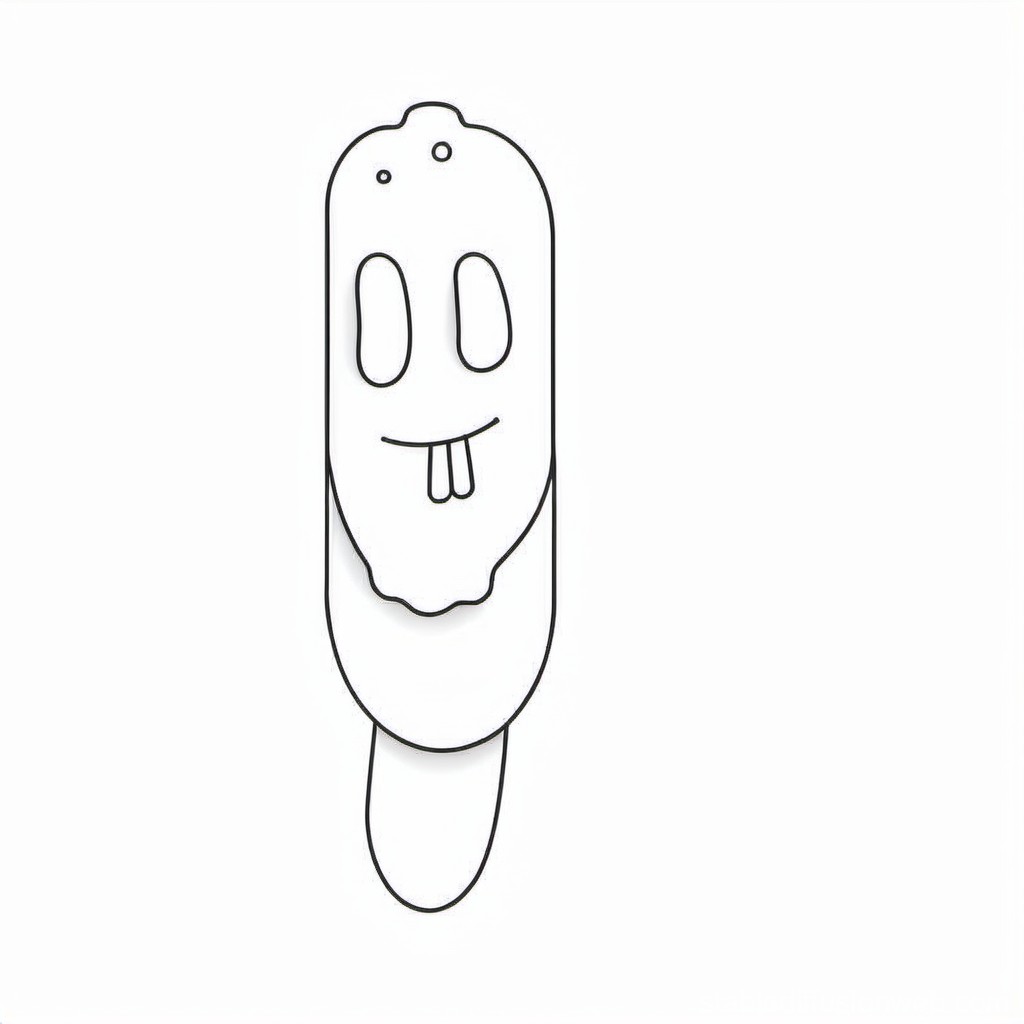 Minimalist Line Art Popsicle Character