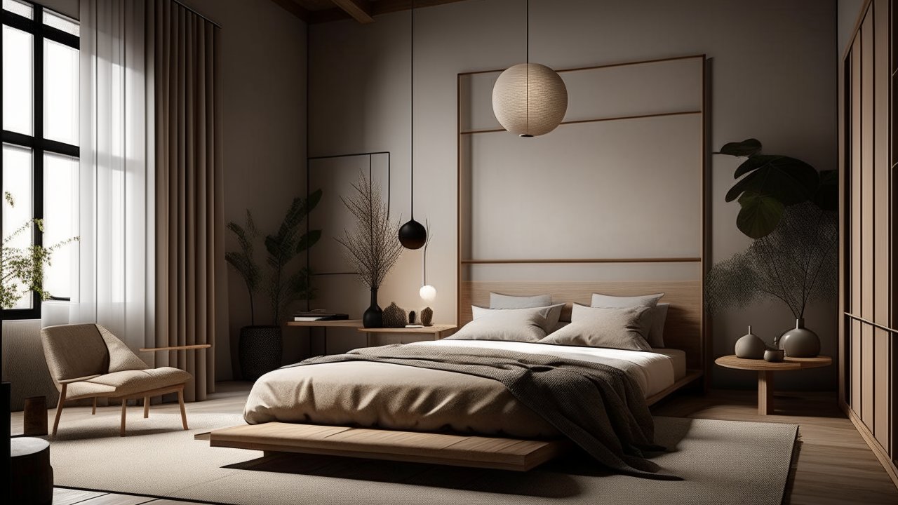 Minimalist Modern Bedroom with Natural Tones