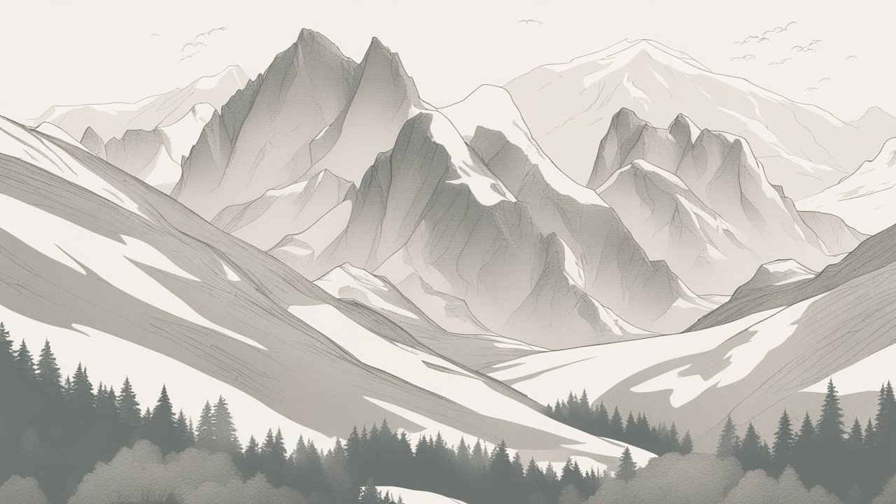 Minimalist Mountain Landscape Illustration