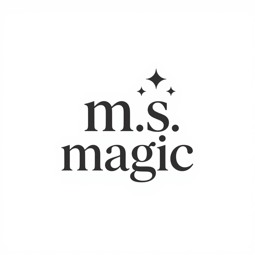 Minimalist m.s. magic Logo with Sparkles