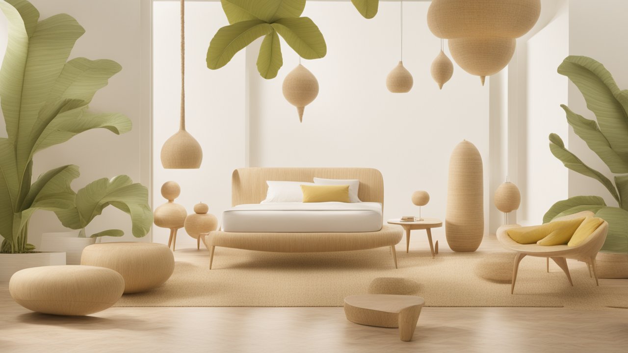 Minimalist Natural Wood Bedroom with Organic Shapes