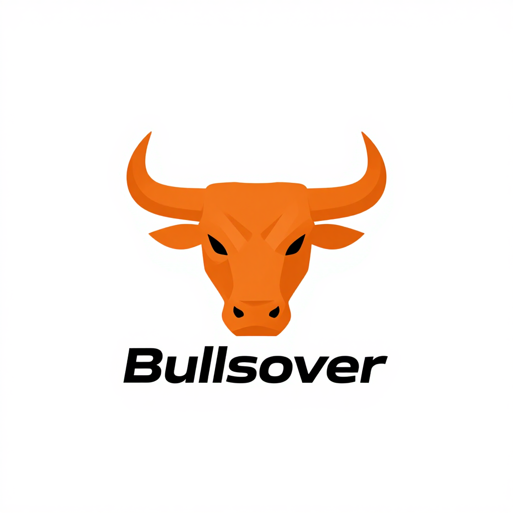 Minimalist Orange Bull Head Logo for Bullsover