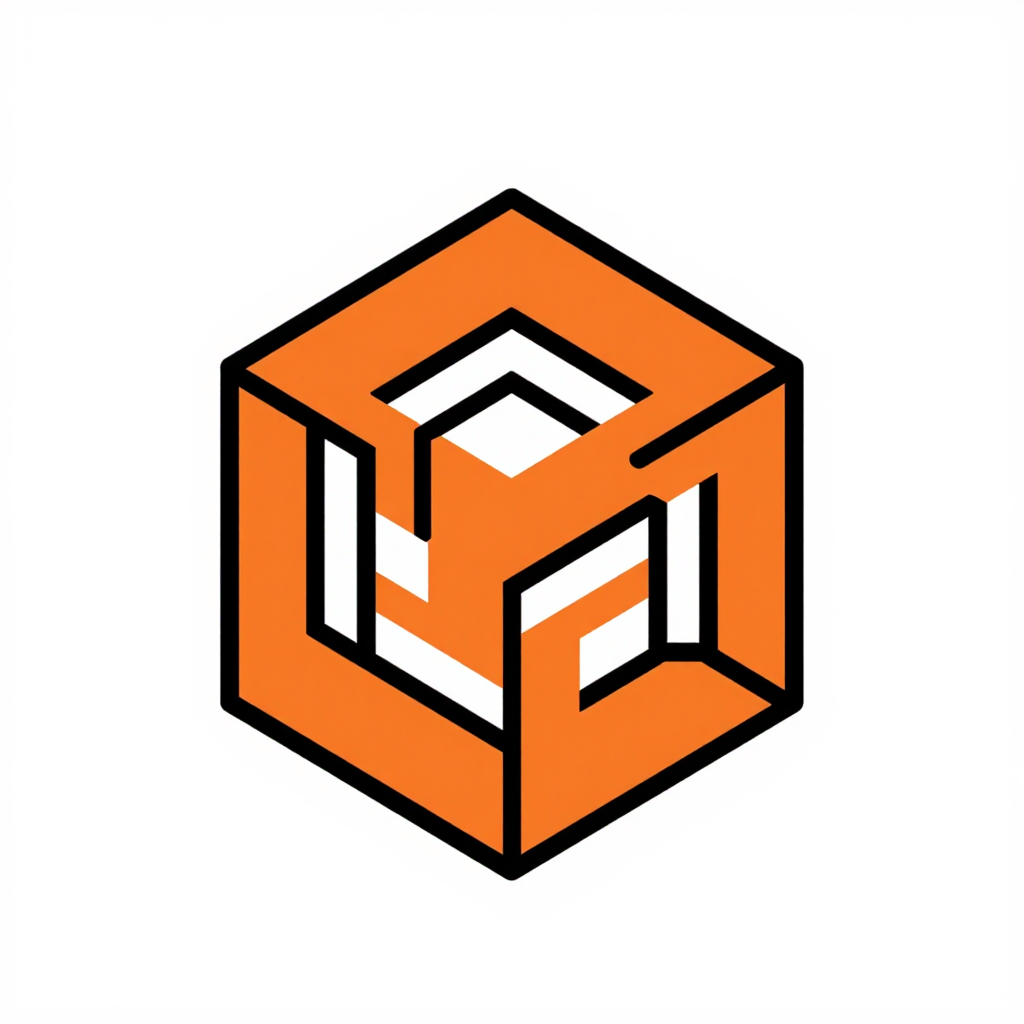 Minimalist Orange Impossible Cube Illustration