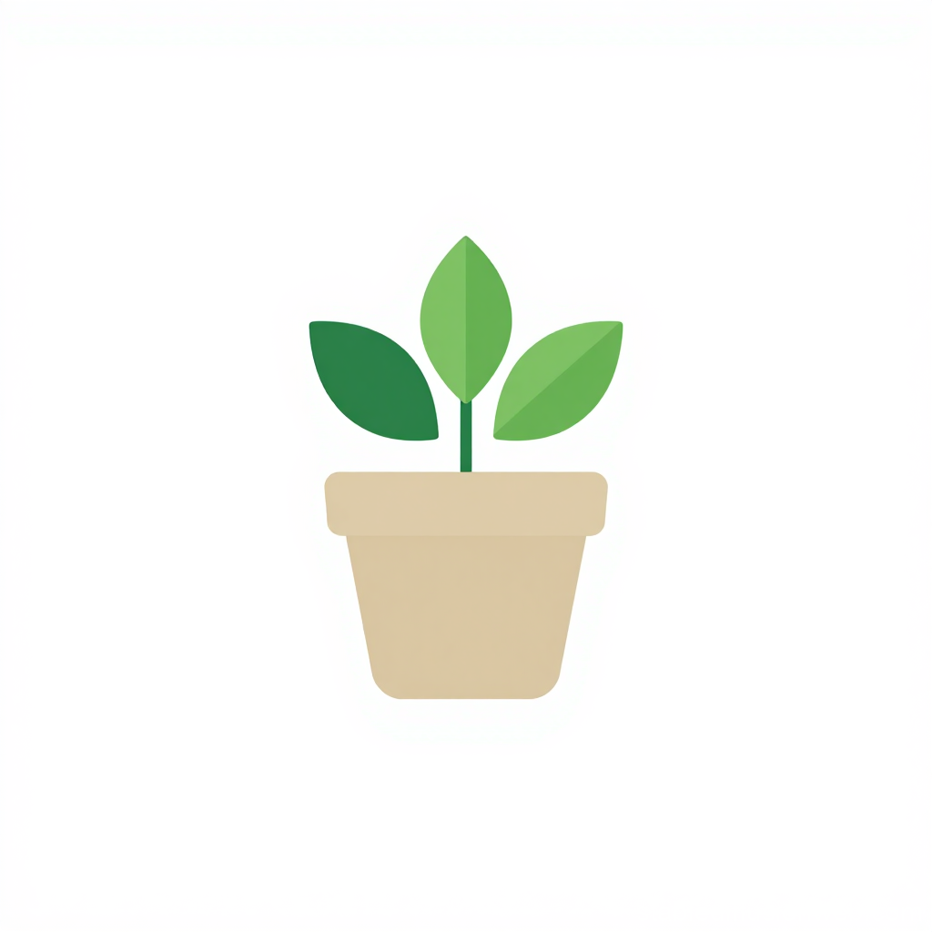 Minimalist Plant Pot Logo with Green Leaves