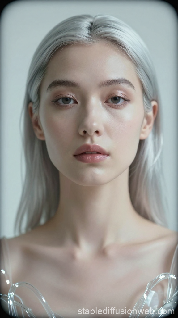 Minimalist Portrait of Silver-Haired Woman