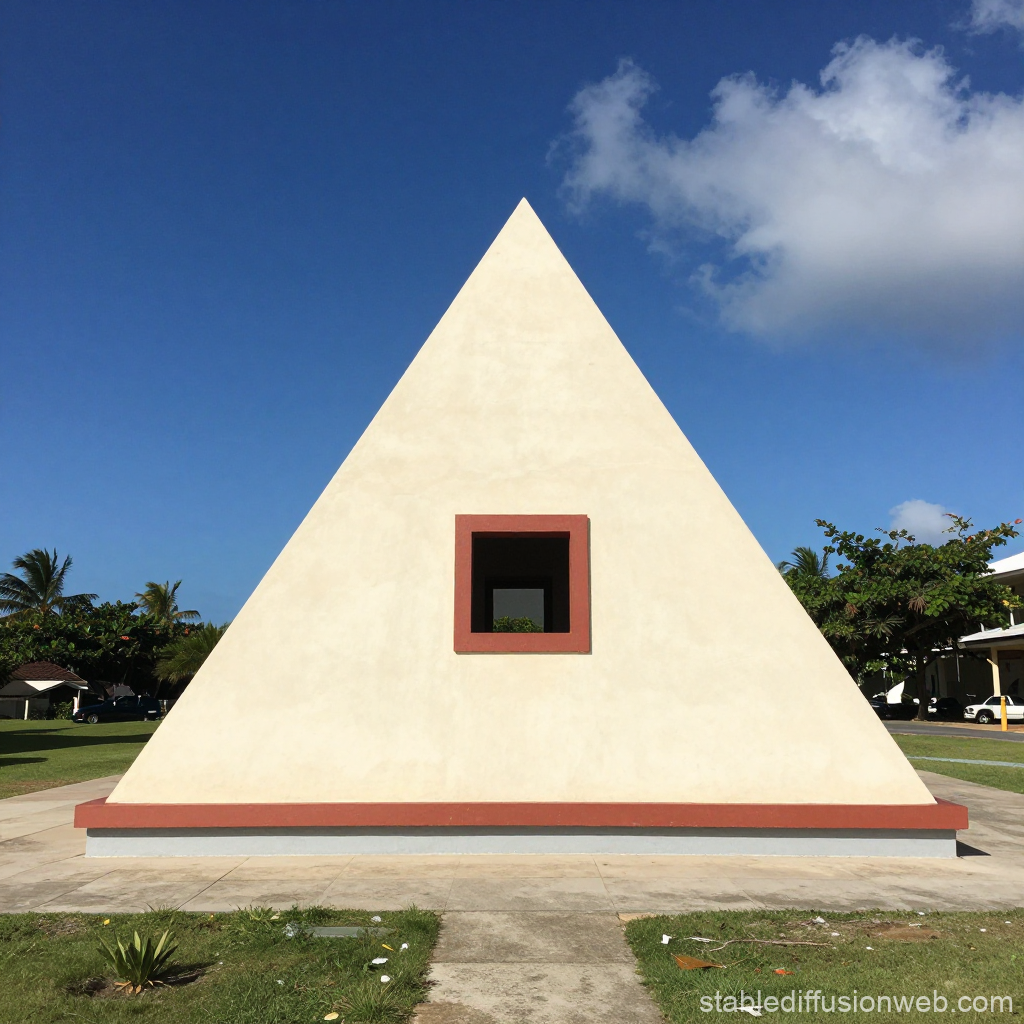 Minimalist Pyramid Structure with Central Square Window