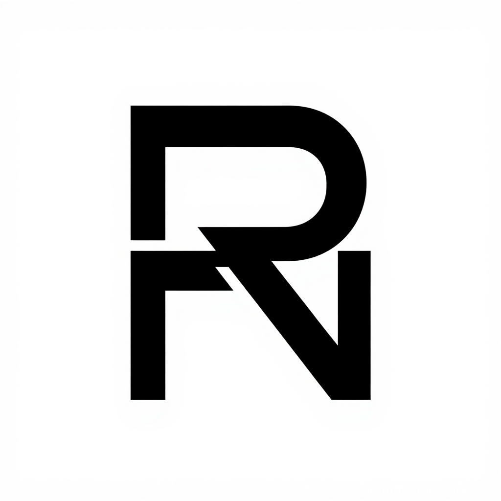 Minimalist RN Monogram Logo in Black and White