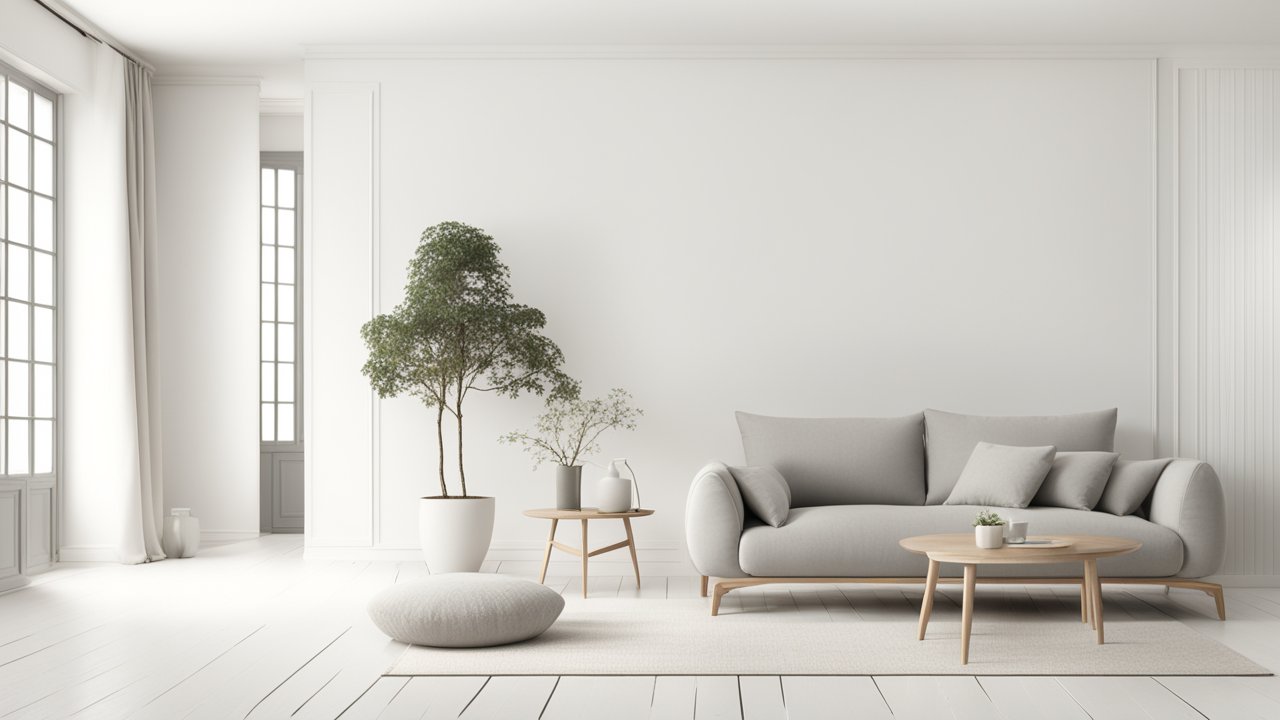 Minimalist Scandinavian Living Room with Neutral Tones