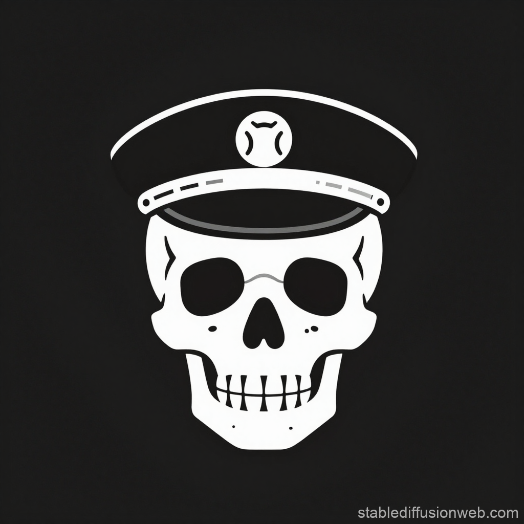 Minimalist Skull Wearing Captain's Hat