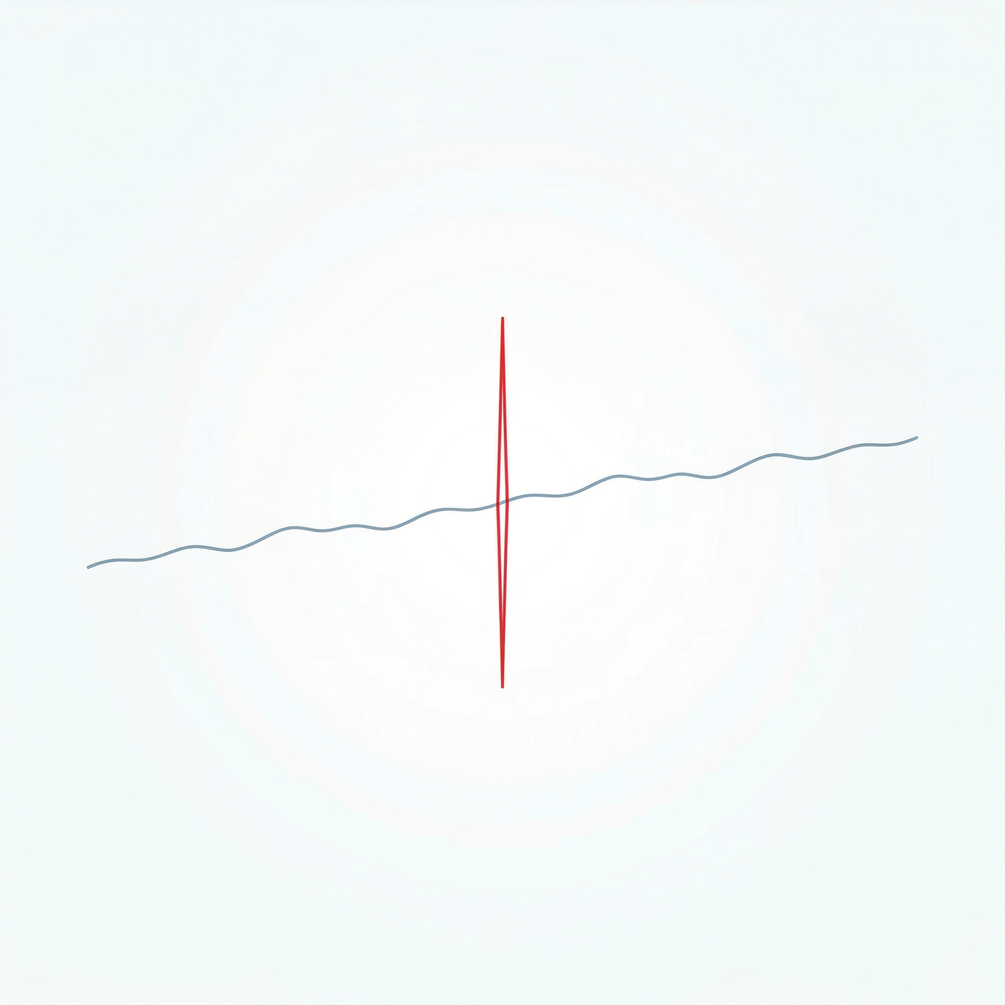 Minimalist Steel Blue Waveform with Central Red Spike
