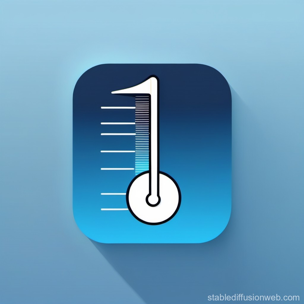 Minimalist Thermometer Icon on Blue Gradient Background