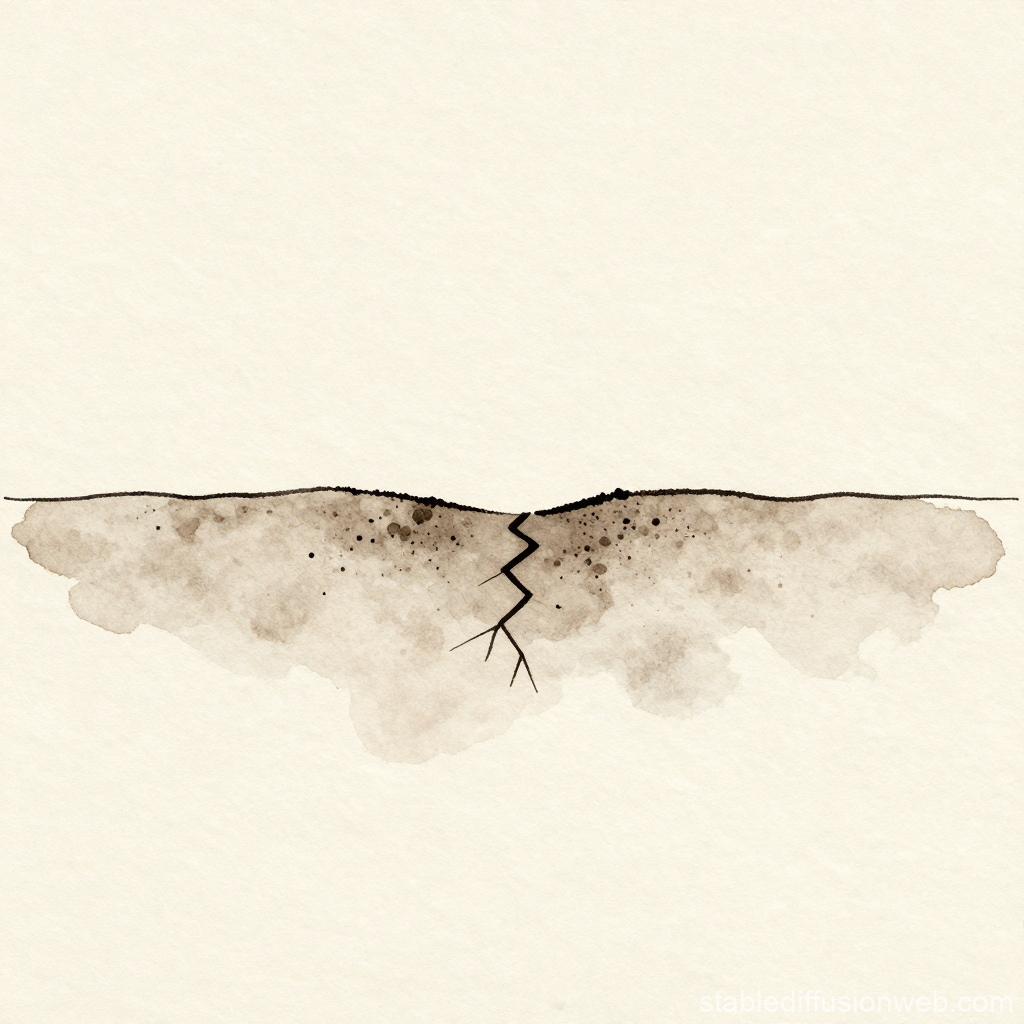 Minimalist Watercolor Earth Crack Illustration