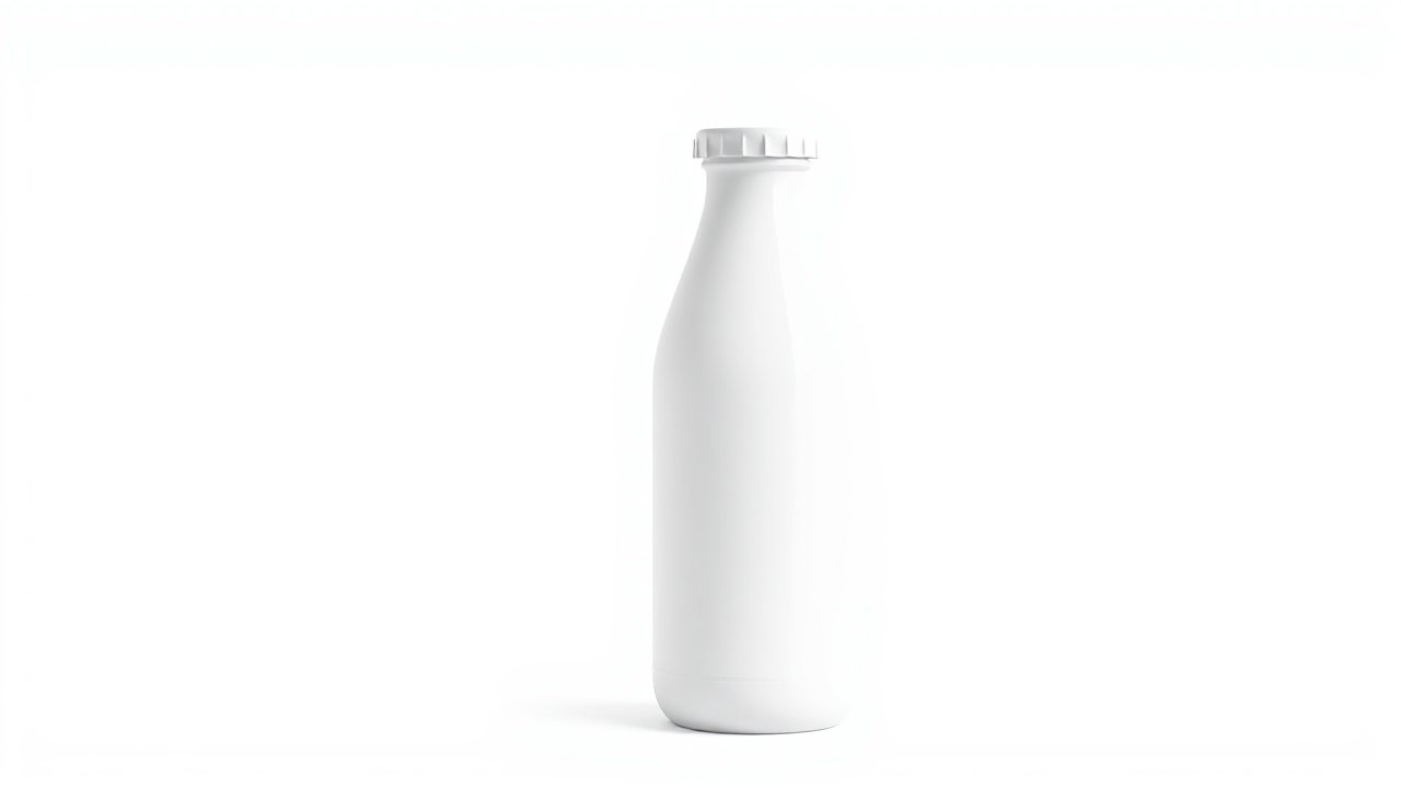 Minimalist White Yogurt Bottle on White Background