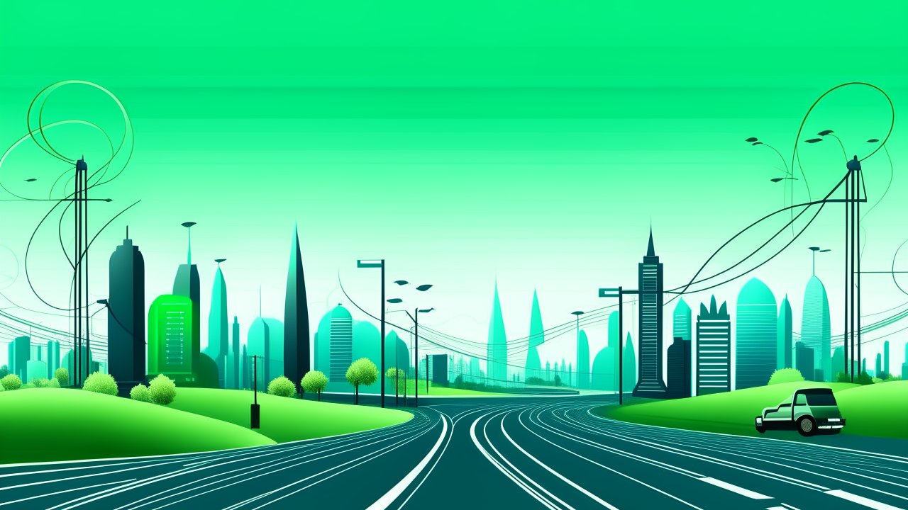 Minimalistic Futuristic Cityscape with Curved Road