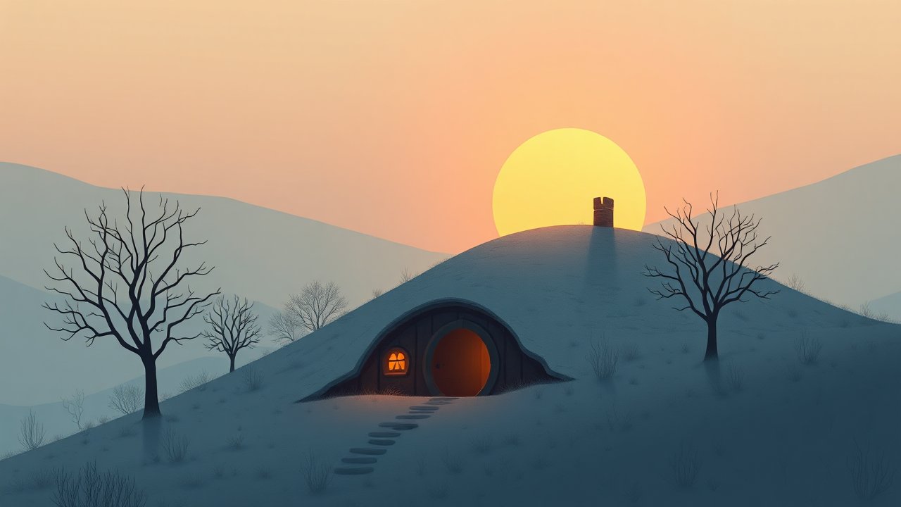Minimalistic Hill Home at Sunset