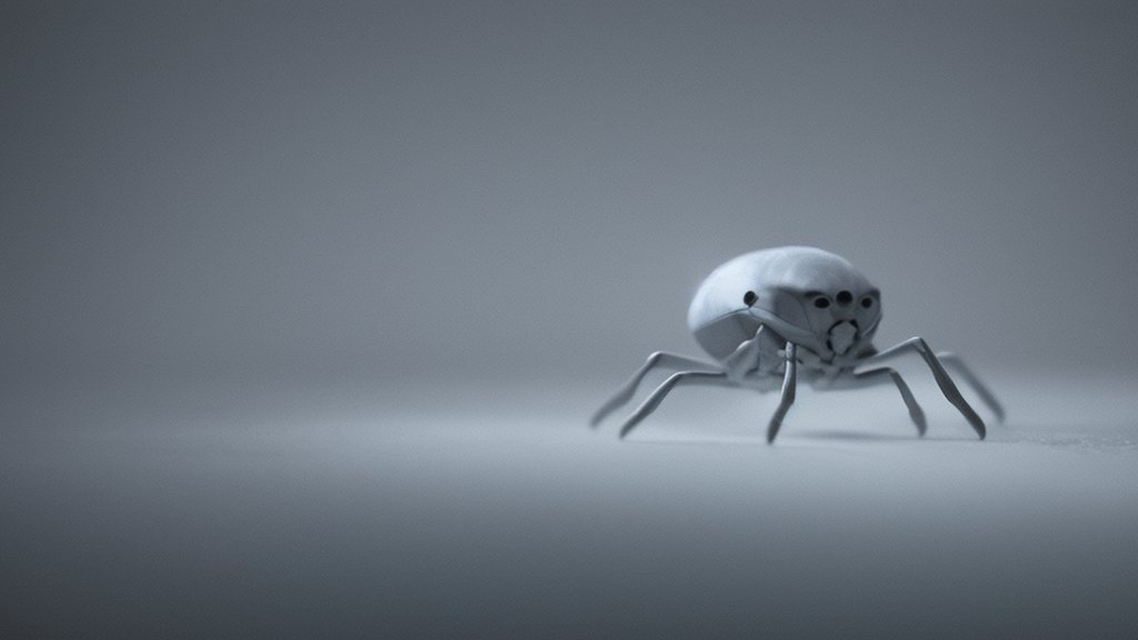 Minimalistic Photorealistic White Spider on Grey Background