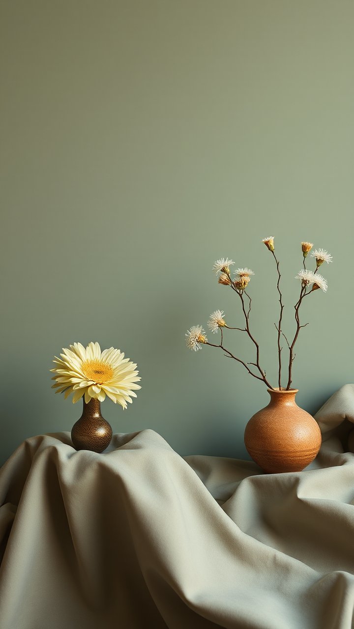 Minimalistic Still Life with Flowers in Vases