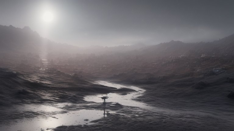 Misty River Valley at Dawn with Solitary Tree