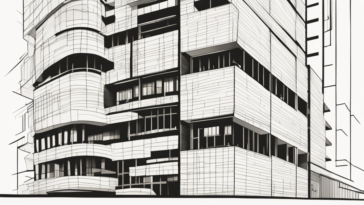 Modern Architectural Line Art Illustration