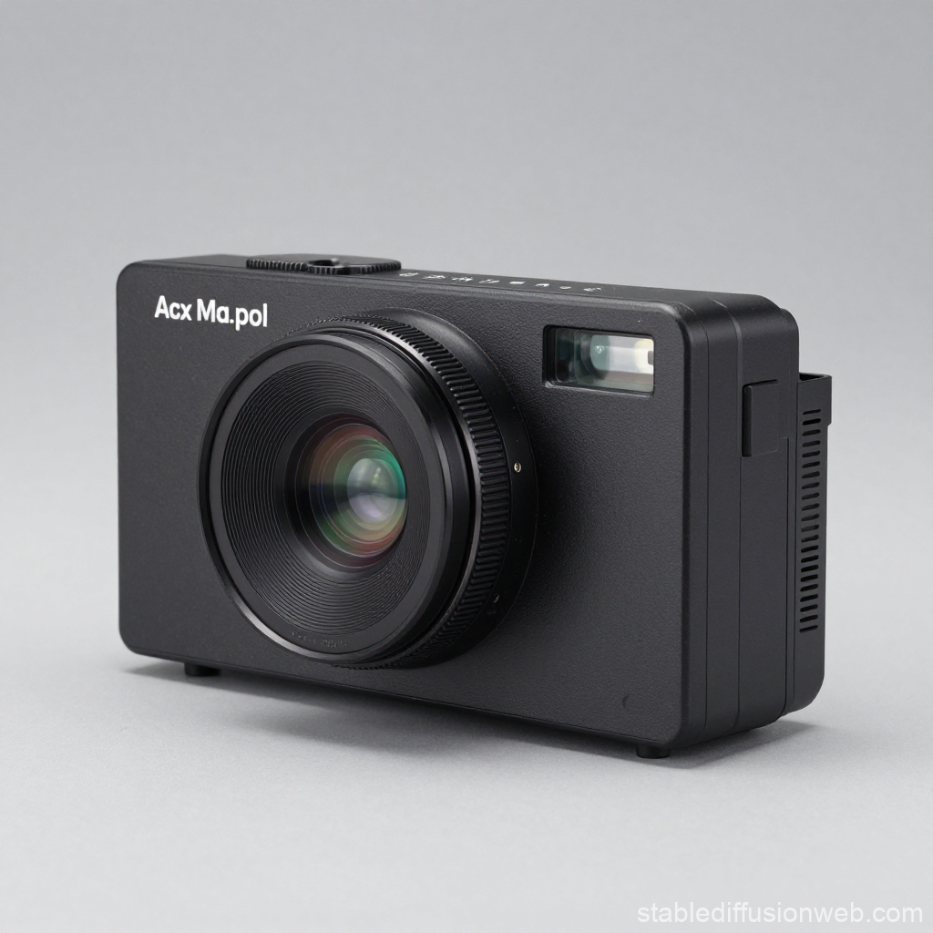 Modern Black Compact Camera with Large Lens