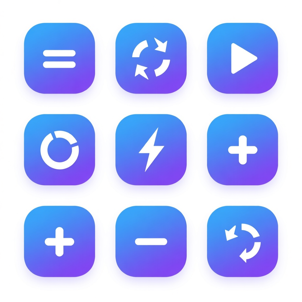 Modern Blue Gradient Control Icons Set