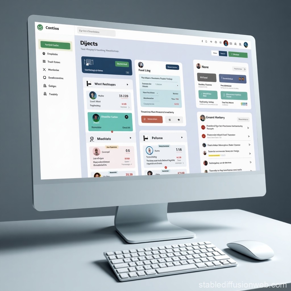 Modern Desktop Computer Displaying User Interface Dashboard