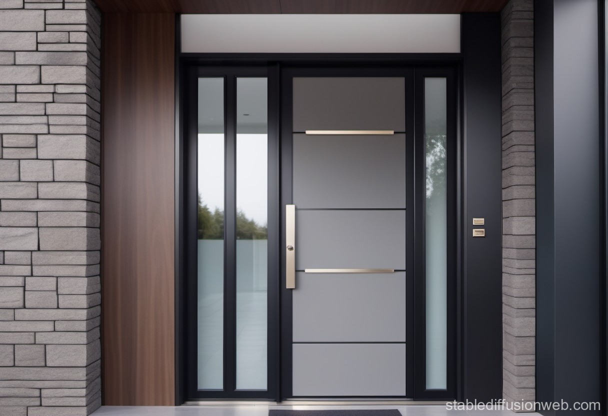 Modern Front Door with Sleek Design and Glass Panels