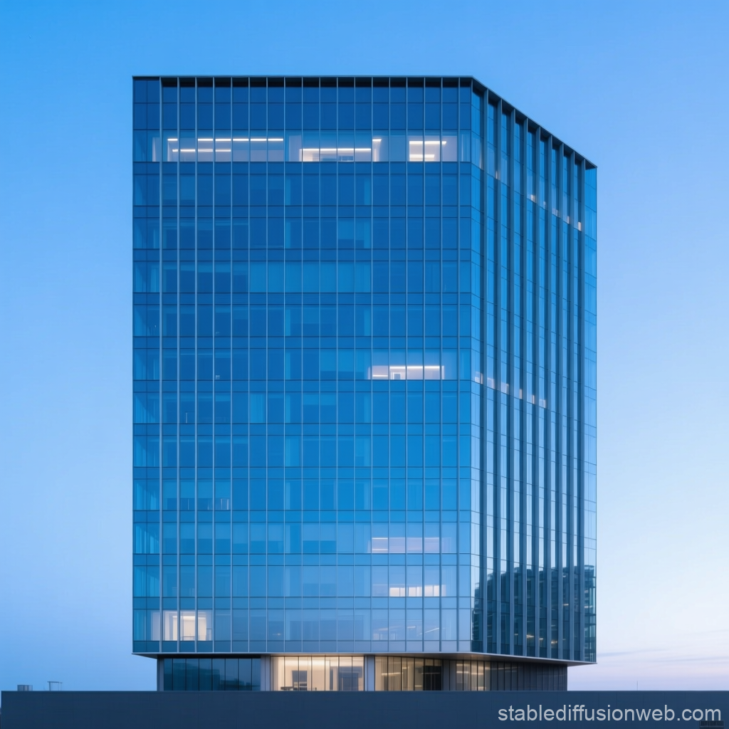 Modern Glass Skyscraper with Reflective Blue Facade